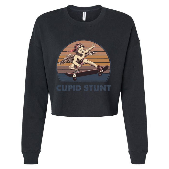 Cupid Stunt Unhinged Cringe Funny Inappropriate Embarrassing Gift Cropped Pullover Crew