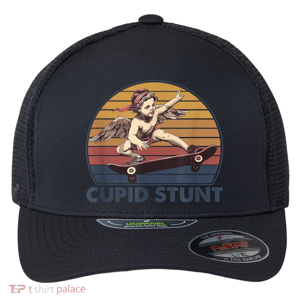 Cupid Stunt Unhinged Cringe Funny Inappropriate Flexfit Unipanel Trucker Cap
