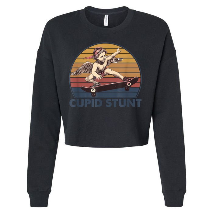 Cupid Stunt Unhinged Cringe Funny Inappropriate Cropped Pullover Crew
