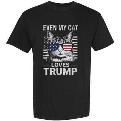 Cat Sunglasses Usa Flag Even My Cat Loves Trump Garment-Dyed Heavyweight T-Shirt