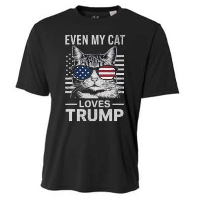 Cat Sunglasses Usa Flag Even My Cat Loves Trump Cooling Performance Crew T-Shirt