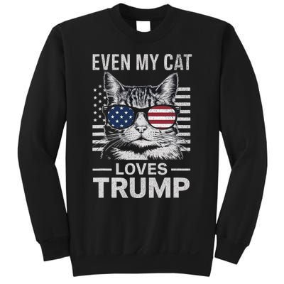 Cat Sunglasses Usa Flag Even My Cat Loves Trump Sweatshirt