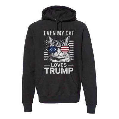 Cat Sunglasses Usa Flag Even My Cat Loves Trump Premium Hoodie