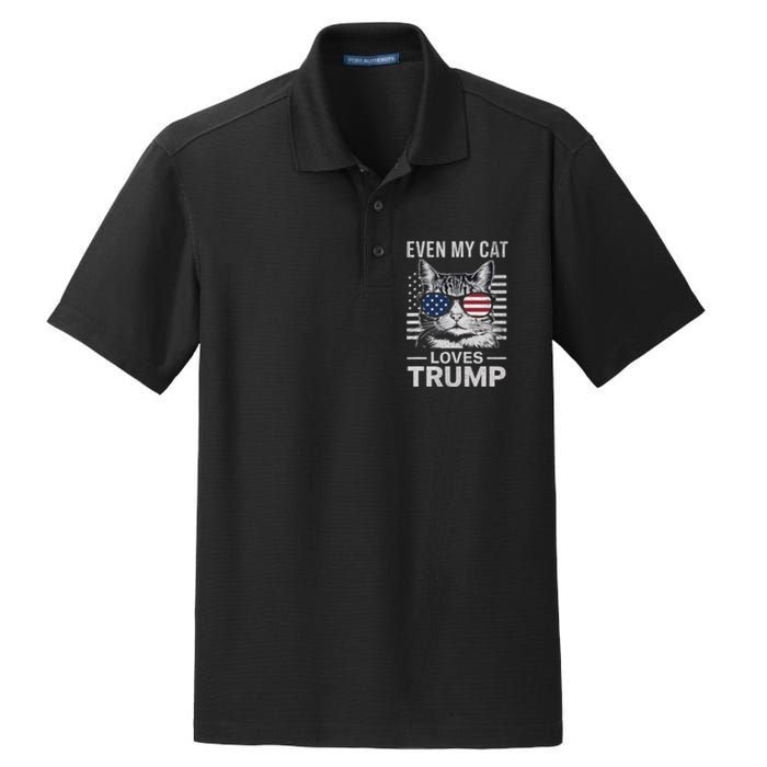 Cat Sunglasses Usa Flag Even My Cat Loves Trump Dry Zone Grid Polo