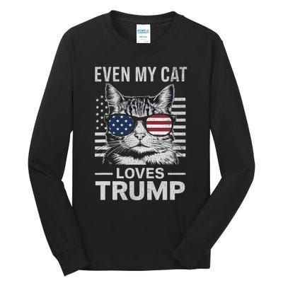 Cat Sunglasses Usa Flag Even My Cat Loves Trump Tall Long Sleeve T-Shirt