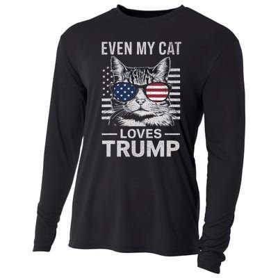 Cat Sunglasses Usa Flag Even My Cat Loves Trump Cooling Performance Long Sleeve Crew