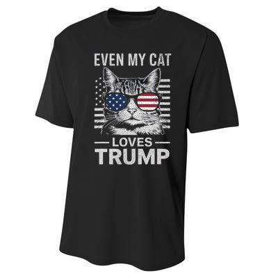 Cat Sunglasses Usa Flag Even My Cat Loves Trump Performance Sprint T-Shirt