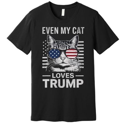 Cat Sunglasses Usa Flag Even My Cat Loves Trump Premium T-Shirt