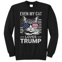 Cat Sunglasses Usa Flag Even My Cat Loves Trump Tall Sweatshirt