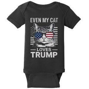 Cat Sunglasses Usa Flag Even My Cat Loves Trump Baby Bodysuit