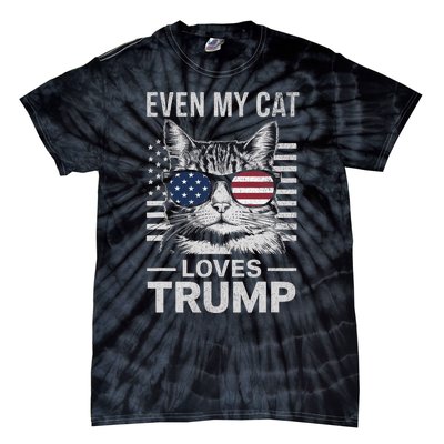 Cat Sunglasses Usa Flag Even My Cat Loves Trump Tie-Dye T-Shirt