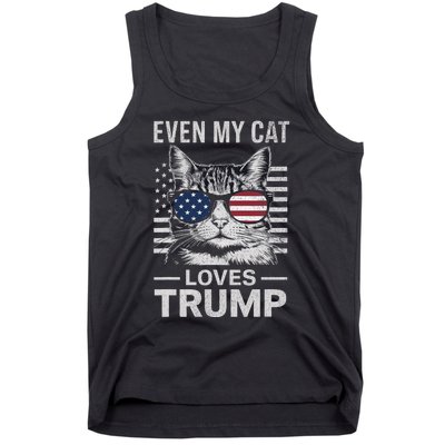 Cat Sunglasses Usa Flag Even My Cat Loves Trump Tank Top