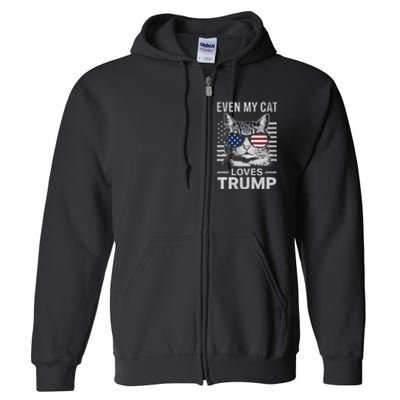 Cat Sunglasses Usa Flag Even My Cat Loves Trump Full Zip Hoodie