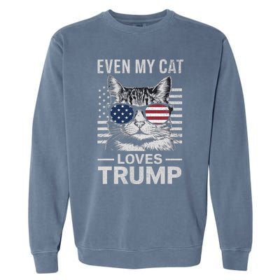 Cat Sunglasses Usa Flag Even My Cat Loves Trump Garment-Dyed Sweatshirt