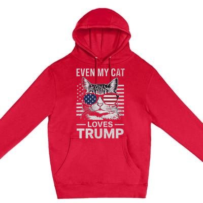 Cat Sunglasses Usa Flag Even My Cat Loves Trump Premium Pullover Hoodie