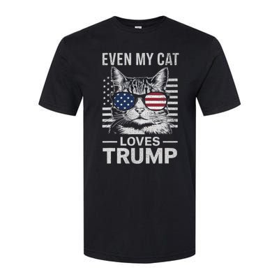 Cat Sunglasses Usa Flag Even My Cat Loves Trump Softstyle® CVC T-Shirt