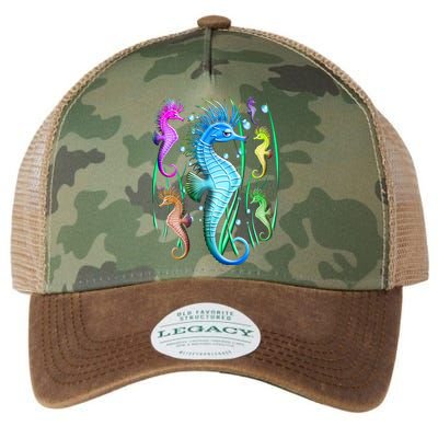 Colorful Seahorses Underwater Legacy Tie Dye Trucker Hat