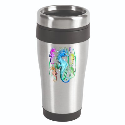 Colorful Seahorses Underwater 16oz Travel Tumbler