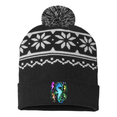 Colorful Seahorses Underwater USA-Made Snowflake Beanie