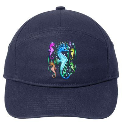 Colorful Seahorses Underwater 7-Panel Snapback Hat