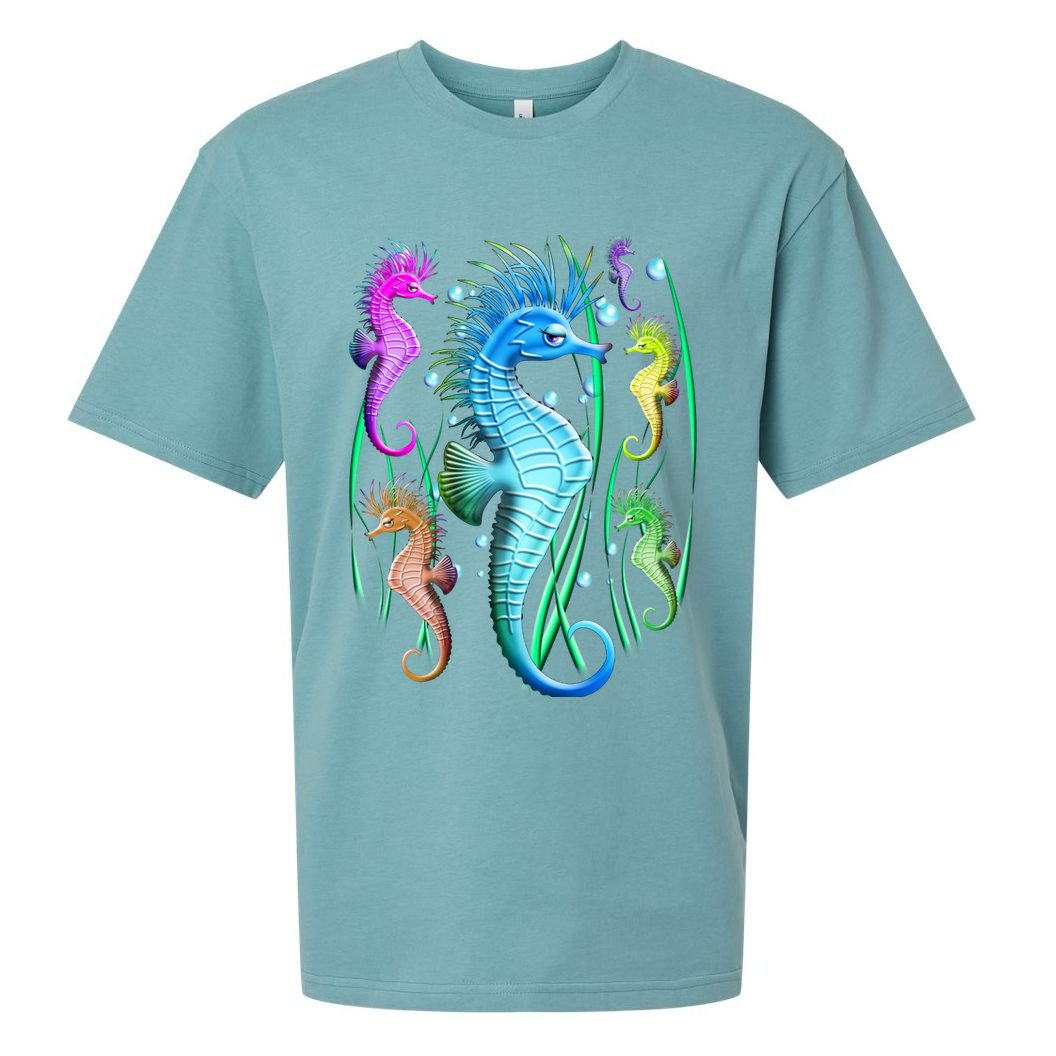 Colorful Seahorses Underwater Sueded Cloud Jersey T-Shirt
