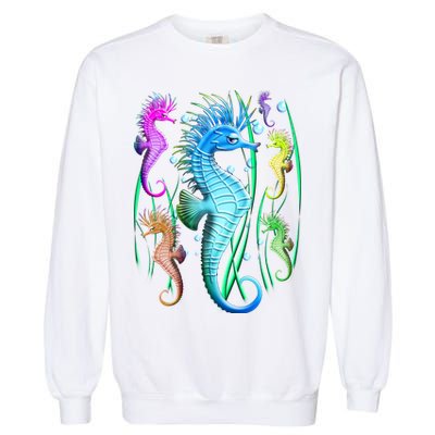Colorful Seahorses Underwater Garment-Dyed Sweatshirt