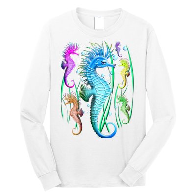 Colorful Seahorses Underwater Long Sleeve Shirt
