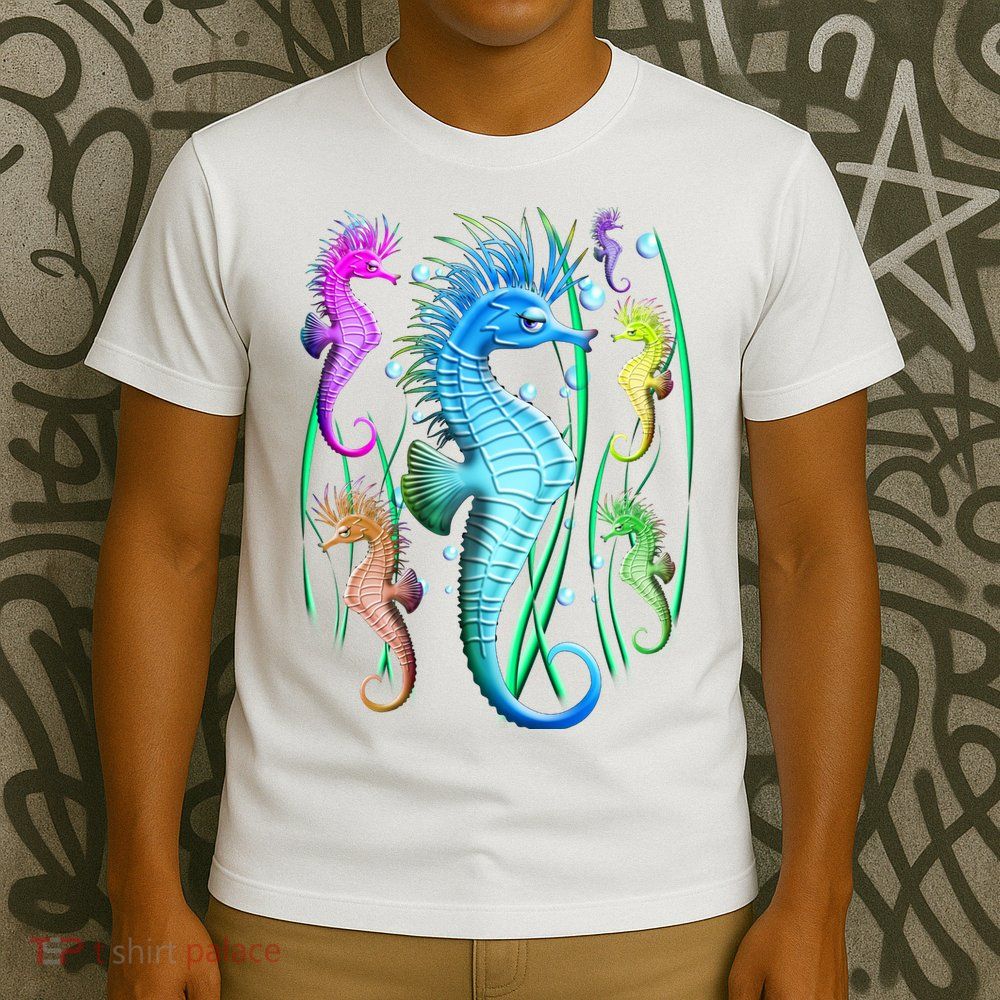 Colorful Seahorses Underwater T-Shirt