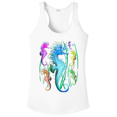 Colorful Seahorses Underwater Ladies PosiCharge Competitor Racerback Tank