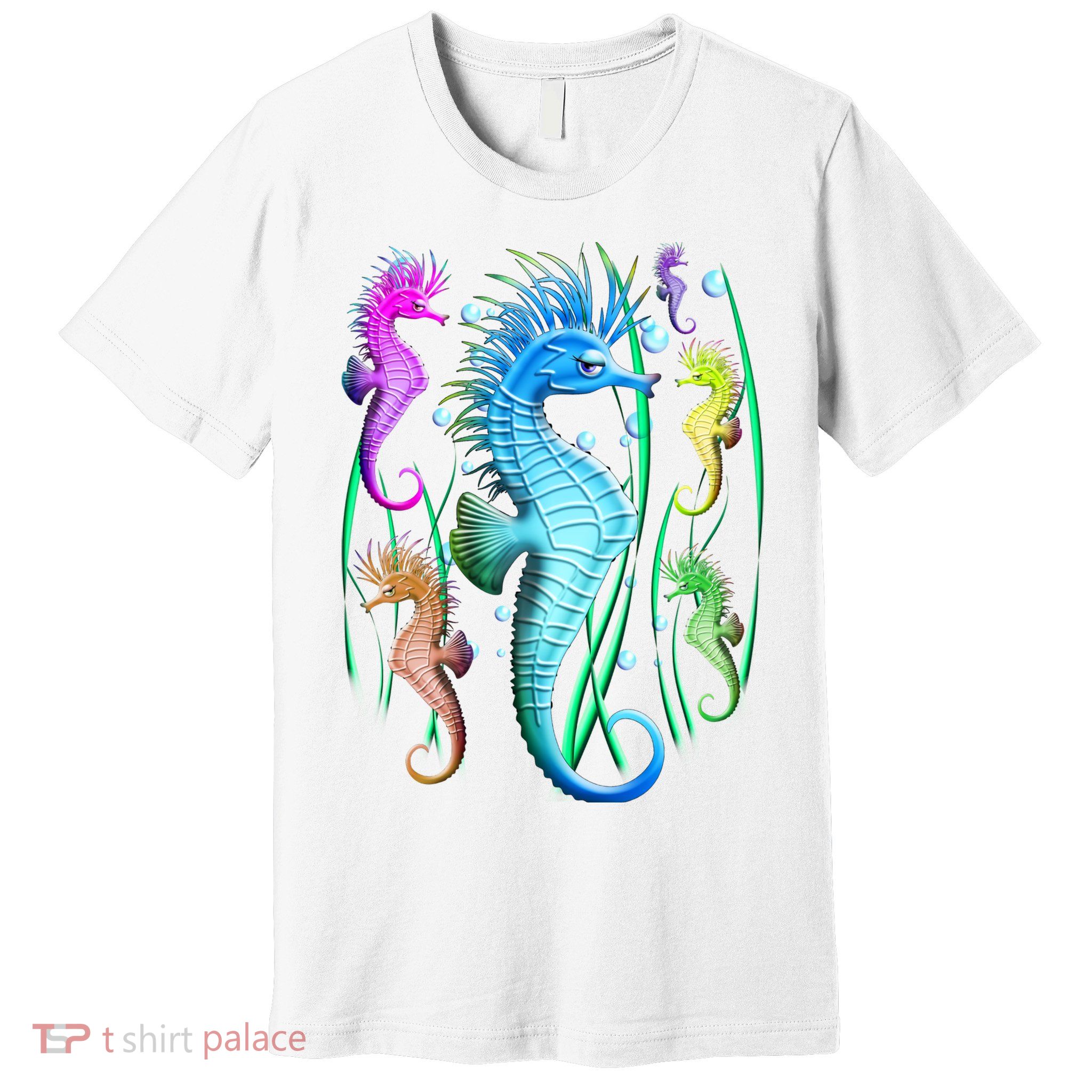 Colorful Seahorses Underwater Premium T-Shirt
