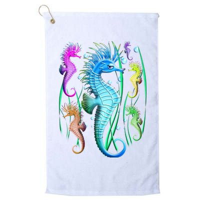 Colorful Seahorses Underwater Golf Towel