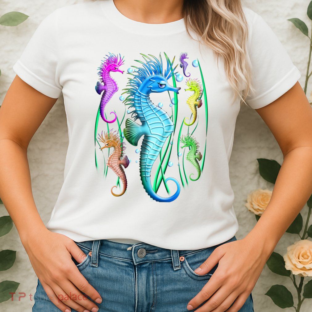 Colorful Seahorses Underwater Womens T-Shirt