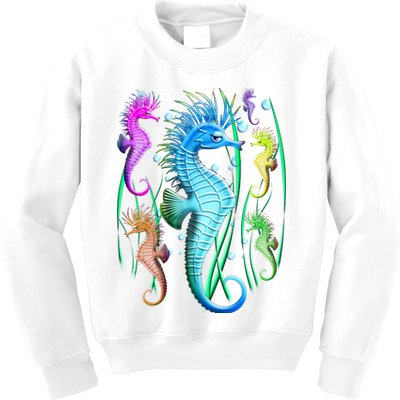 Colorful Seahorses Underwater Kids Sweatshirt