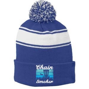 Chain Smoker Ultimate Frisbee Gift Stripe Pom Pom Beanie