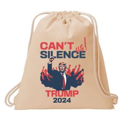 CanT Silence Us Trump 2024 Drawstring Bag