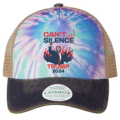 CanT Silence Us Trump 2024 Legacy Tie Dye Trucker Hat