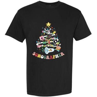 Christmas Sonographer Ultrasound Technologist Xmas Tree Garment-Dyed Heavyweight T-Shirt