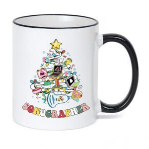 Christmas Sonographer Ultrasound Technologist Xmas Tree 11oz Black Color Changing Mug