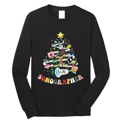 Christmas Sonographer Ultrasound Technologist Xmas Tree Long Sleeve Shirt