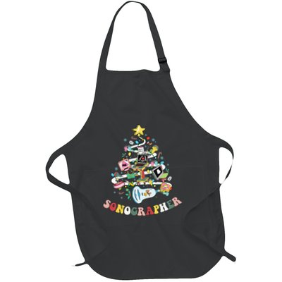 Christmas Sonographer Ultrasound Technologist Xmas Tree Full-Length Apron With Pockets