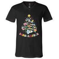 Christmas Sonographer Ultrasound Technologist Xmas Tree V-Neck T-Shirt