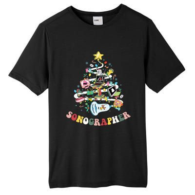 Christmas Sonographer Ultrasound Technologist Xmas Tree Tall Fusion ChromaSoft Performance T-Shirt