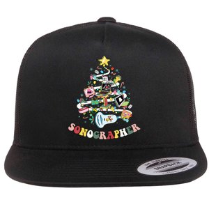 Christmas Sonographer Ultrasound Technologist Xmas Tree Flat Bill Trucker Hat