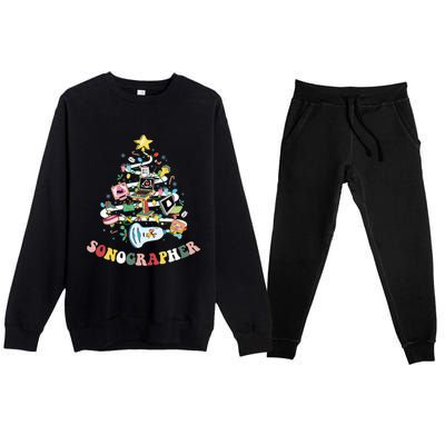 Christmas Sonographer Ultrasound Technologist Xmas Tree Premium Crewneck Sweatsuit Set