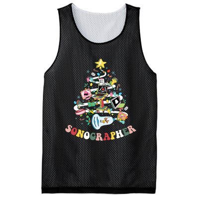 Christmas Sonographer Ultrasound Technologist Xmas Tree Mesh Reversible Basketball Jersey Tank