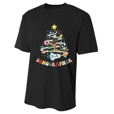 Christmas Sonographer Ultrasound Technologist Xmas Tree Performance Sprint T-Shirt