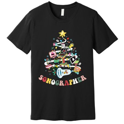 Christmas Sonographer Ultrasound Technologist Xmas Tree Premium T-Shirt