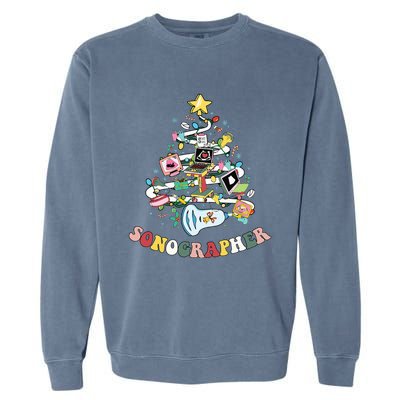 Christmas Sonographer Ultrasound Technologist Xmas Tree Garment-Dyed Sweatshirt