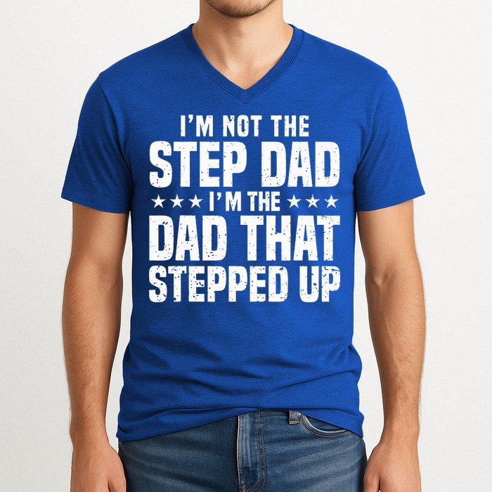 Cool Step Up Dad For Father Worlds Best Stepdad Ever V-Neck T-Shirt