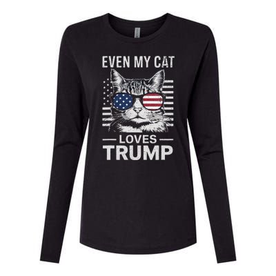 Cat Sunglasses Usa Flag Even My Cat Loves Trump Womens Cotton Relaxed Long Sleeve T-Shirt